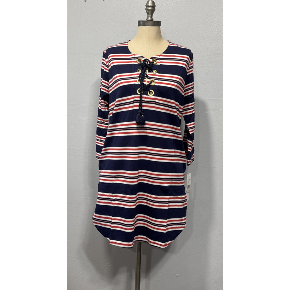 La Blanca Women's XS Sailor Striped Rope Tie Nautical Swim Cover Up Resortwear